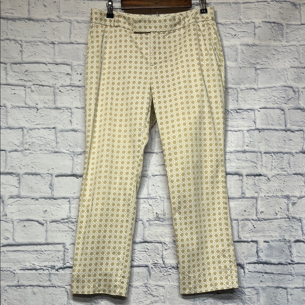 Banana Republic Tan & White Lattice Print Pants